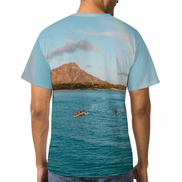 yanfind Adult Full Print T-shirts (men And Women) Sea Landscape Beach Sand Ocean Summer Boat Lake Travel Seascape Seashore