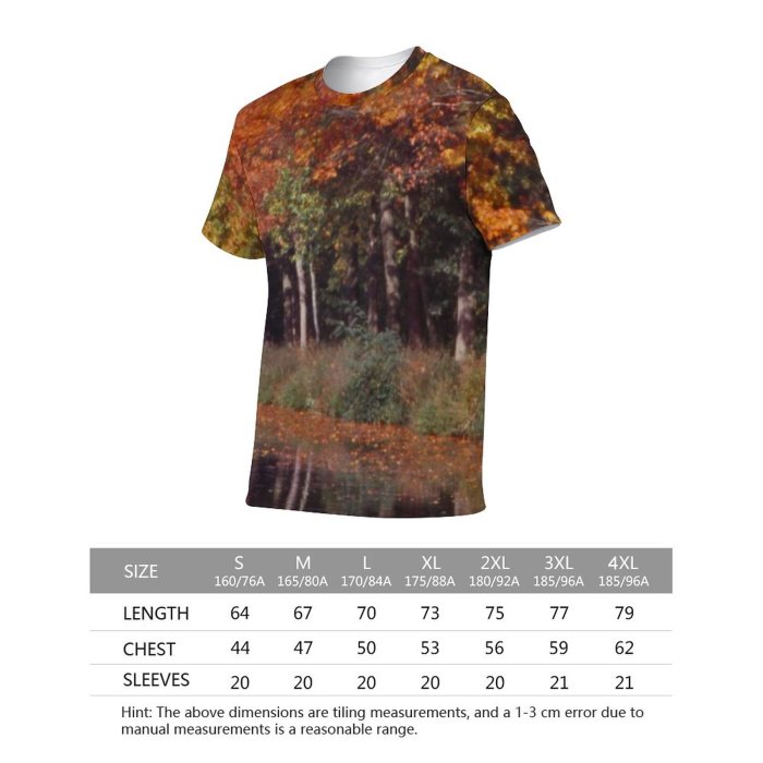 yanfind Adult Full Print T-shirts (men And Women) Landscape Trees Lake Sky Leaves Autumn