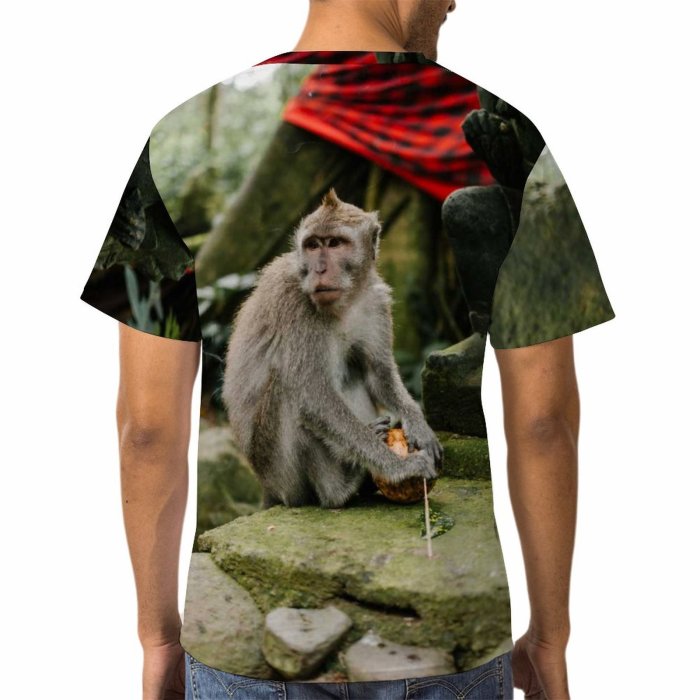 yanfind Adult Full Print T-shirts (men And Women) Wood Art Park Tree Travel Statue Portrait Monkey Outdoors Religion Jungle
