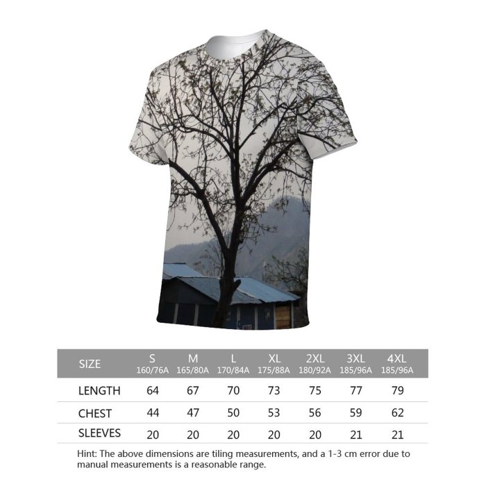 yanfind Adult Full Print Tshirts (men And Women) Landscape Tree Branches Shack Old Road