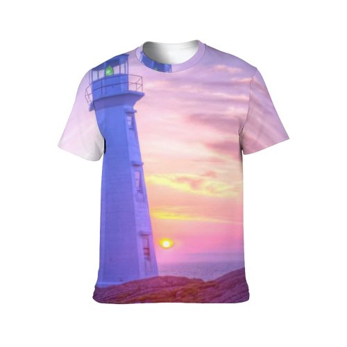 yanfind Adult Full Print Tshirts (men And Women) Lighthouse Clouds Light Ocean Atlantic Landscape Danger Safety Insurance Sunset Stone