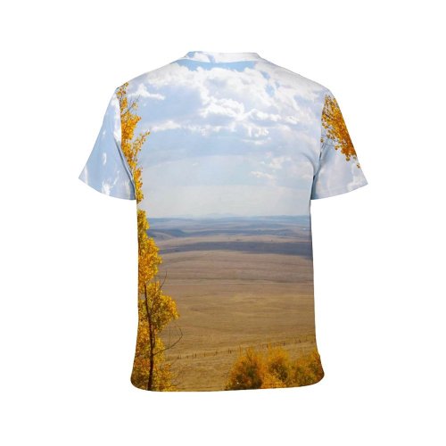 yanfind Adult Full Print Tshirts (men And Women) Autumn Fall Foliage Forest Golden Landscape Aspen Tree Natural Leaves Gold Woods