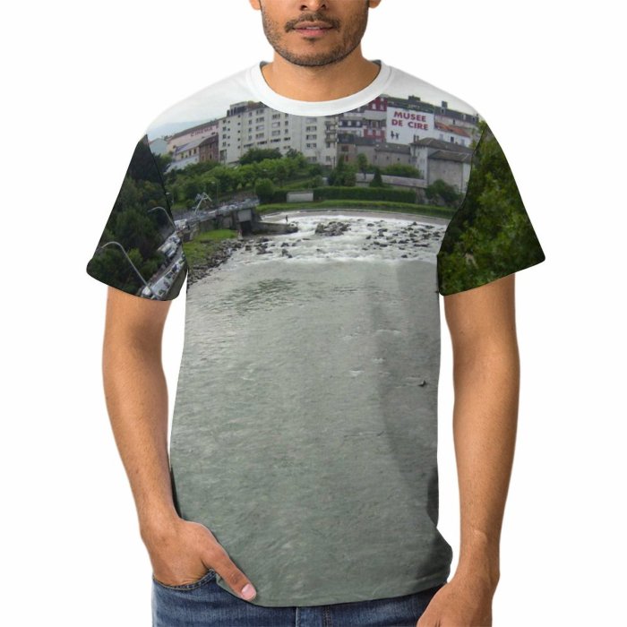 yanfind Adult Full Print Tshirts (men And Women) Lourdes France River Gave Pau Gavepau Landscape Buildings