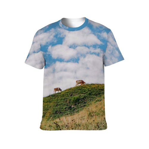 yanfind Adult Full Print T-shirts (men And Women) Landscape Countryside Hill Tree Fall Travel Cloud Grassland Outdoors Rural Country