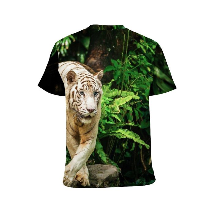 yanfind Adult Full Print T-shirts (men And Women) Wood Fur Cat Wild Hunter Jungle Wildlife Danger Staring Furious