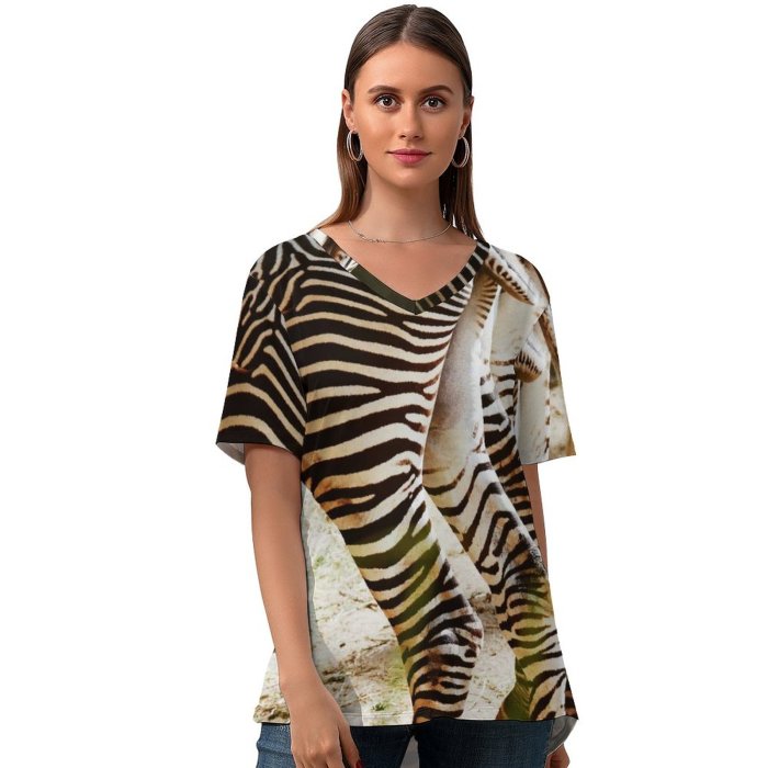 yanfind V Neck T-shirt for Women Sunny Tail Wildlife Wallpapers Grey Zebra Pictures PNG HQ Summer Top  Short Sleeve Casual Loose