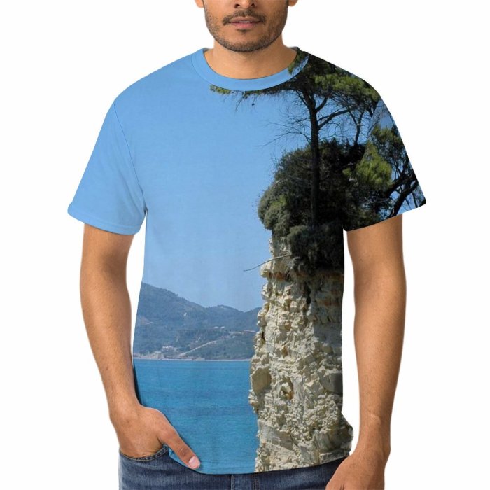 yanfind Adult Full Print T-shirts (men And Women) Abyss Cliff Landscape Trees Sea Sky Rock