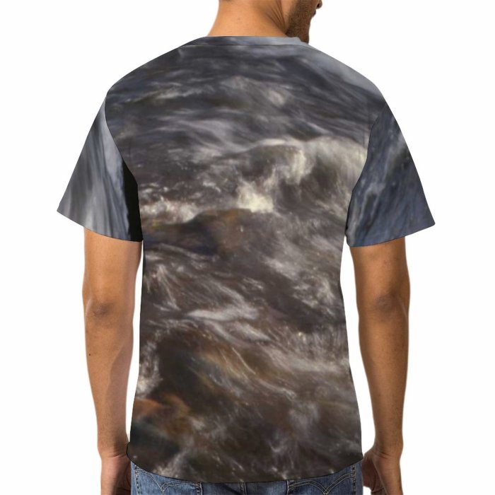 yanfind Adult Full Print T-shirts (men And Women) Landscape Trees River Woods Current Flow