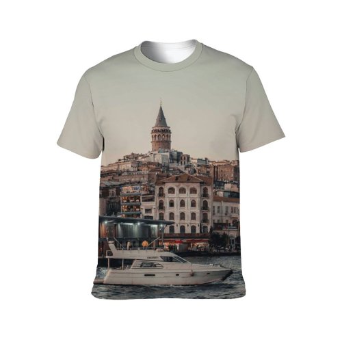 yanfind Adult Full Print T-shirts (men And Women) Sea City Sunset Building Harbor Boat Vehicle Canal Architecture River Travel