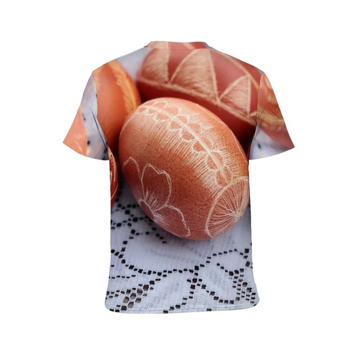 yanfind Adult Full Print T-shirts (men And Women) Wood Breakfast Easter Egg Chicken Rustic Ingredients Traditional Boiling Nutrition Cholesterol Dotted