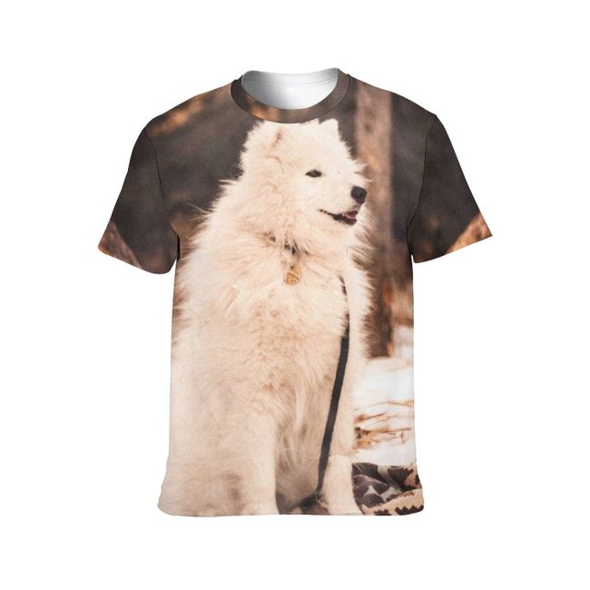 yanfind Adult Full Print T-shirts (men And Women) Snow Wood Winter Dog Fog Tree Wolf Fall Portrait Outdoors Frosty