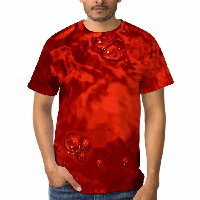 yanfind Adult Full Print T-shirts (men And Women) Abstract Blood Liquid Smooth Texture Transparent