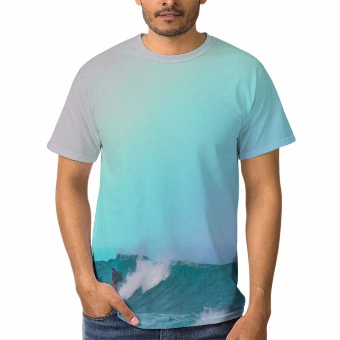 yanfind Adult Full Print T-shirts (men And Women) Sea Beach Wave Ocean Summer Fog Mist Travel Motion Seascape Rainbow