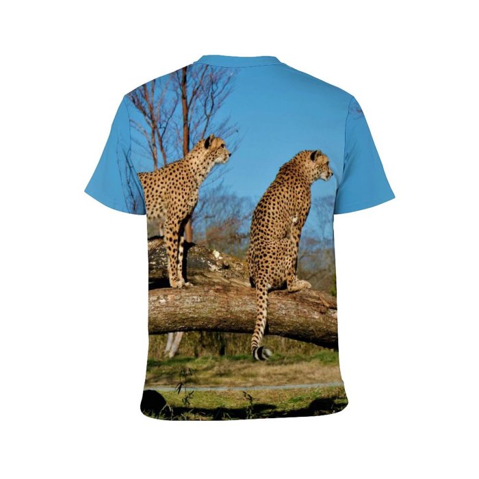 yanfind Adult Full Print T-shirts (men And Women) Wood Grass Park Tree Big Travel Cat Outdoors Wild Leopard Safari