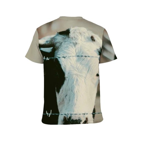yanfind Adult Full Print T-shirts (men And Women) Landscape Field Agriculture Farm Fence Milk Outdoors Bull Rural Farmland Pasture Cattle
