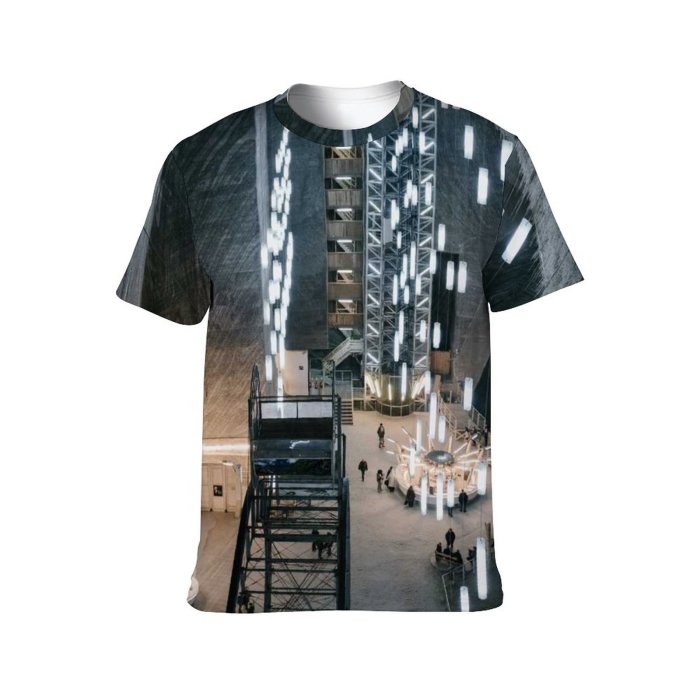 yanfind Adult Full Print T-shirts (men And Women) Light City Dark Building Train Vehicle Architecture Travel Outdoors Urban