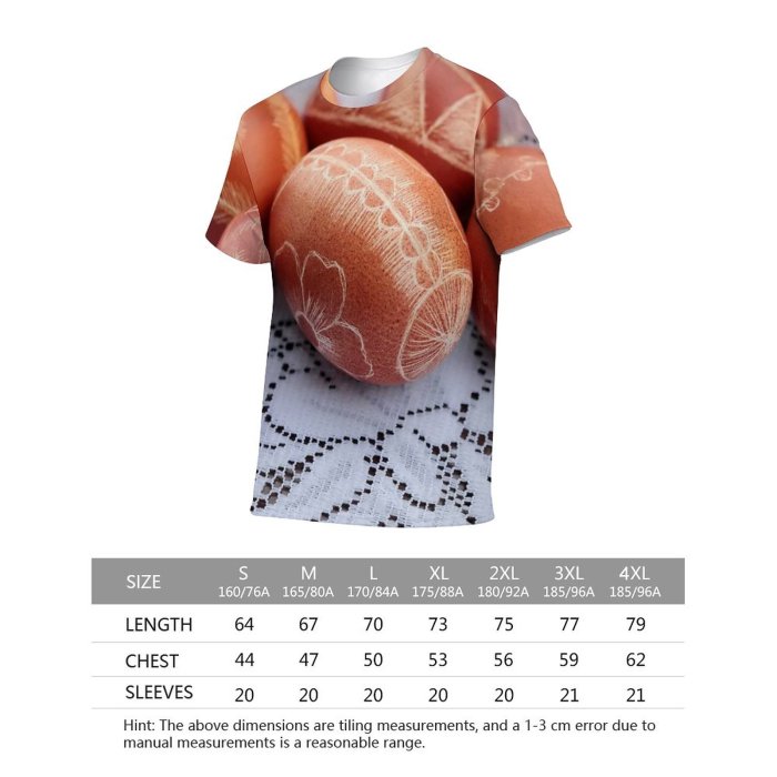 yanfind Adult Full Print T-shirts (men And Women) Wood Breakfast Easter Egg Chicken Rustic Ingredients Traditional Boiling Nutrition Cholesterol Dotted