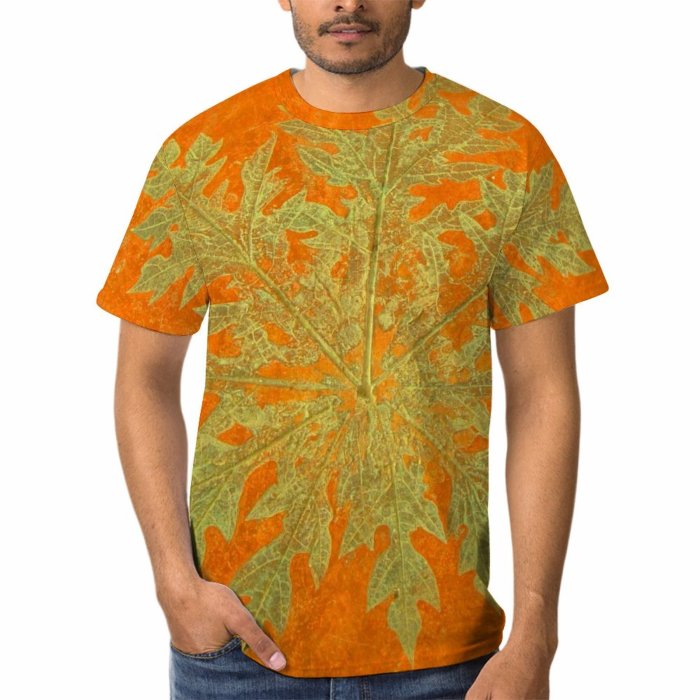 yanfind Adult Full Print Tshirts (men And Women) Leaf Stone Gold Decorative Texture Design Motif Tile Mould Golden