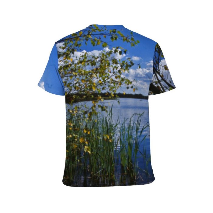 yanfind Adult Full Print T-shirts (men And Women) Landscape Trees Woods Lake Sky Clouds Scenery