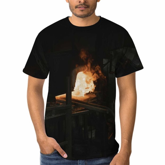 yanfind Adult Full Print T-shirts (men And Women) Light Home Room Abandoned Fireplace Flame Grinder Energy Coal Mine Eerie Calamity