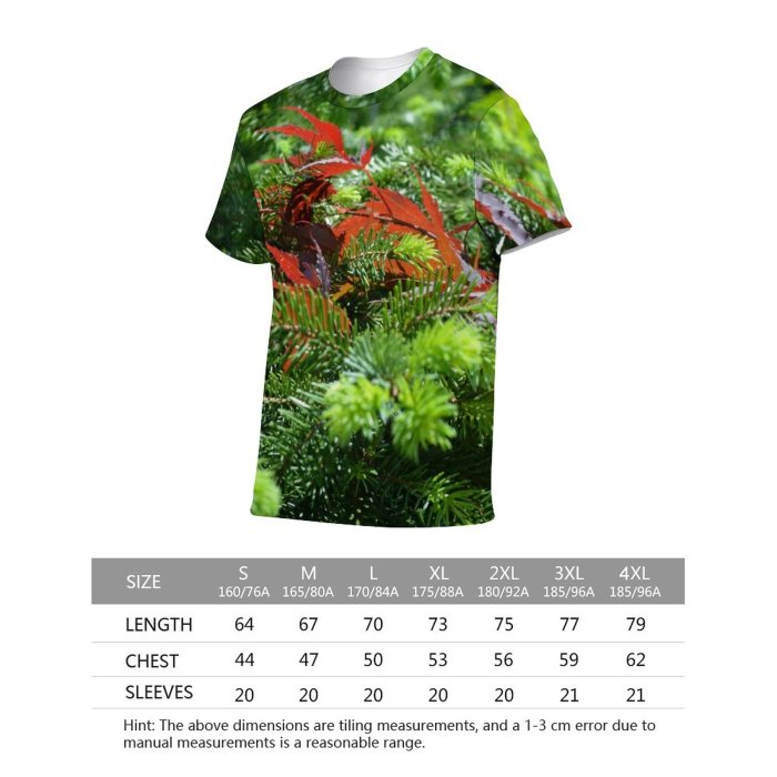 yanfind Adult Full Print Tshirts (men And Women) Maple Leaves Leaf Leafs Purple Spruce Branch Branches Needles Colorful Autumn Beautiful