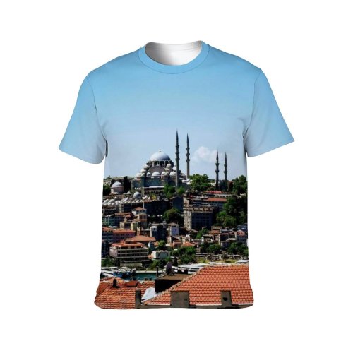 yanfind Adult Full Print T-shirts (men And Women) Sea City Rooftop Building Boat Roof Architecture Travel Church Outdoors Sight Tourism