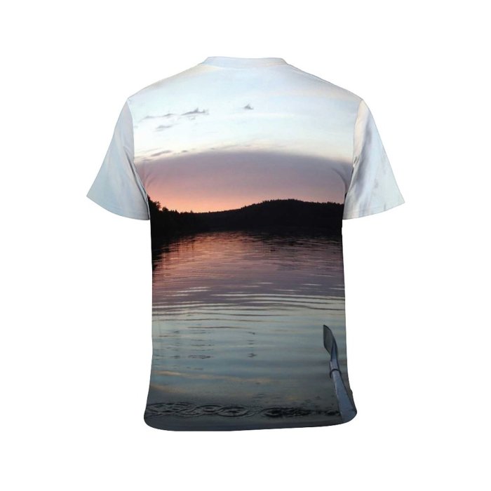 yanfind Adult Full Print Tshirts (men And Women) Landscape Tranquility Mountains Sea Dusk Sunset Sundown Reflection