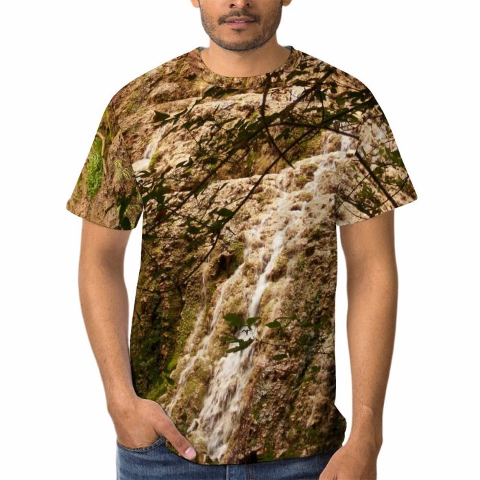 yanfind Adult Full Print Tshirts (men And Women) Landscape Waterfalls Cliff