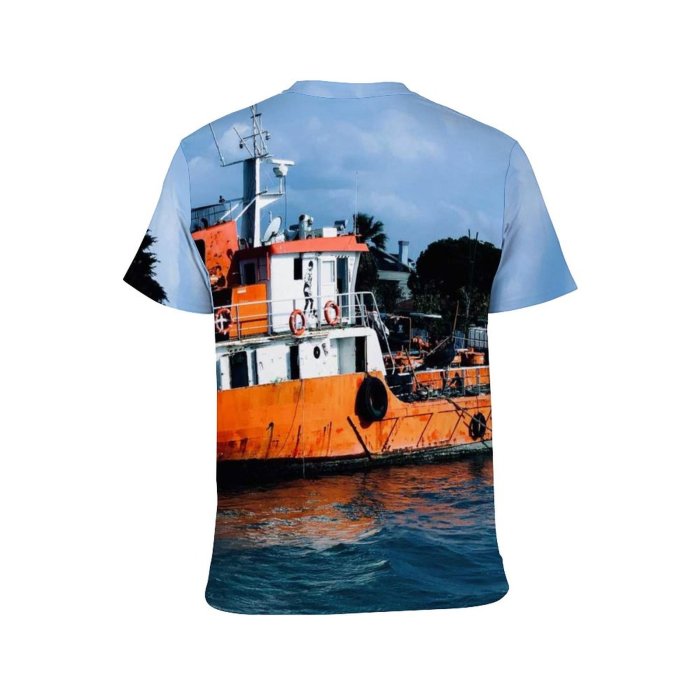 yanfind Adult Full Print T-shirts (men And Women) Ocean Port Harbor Boat Vehicle Pier Travel Seashore Navigation Ferry Marine Shipment