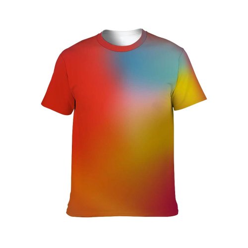 yanfind Adult Full Print T-shirts (men And Women) Abstract Colorful Contrast Creative Curves Shapes Deformation Deformed Degraded Digital Distort-