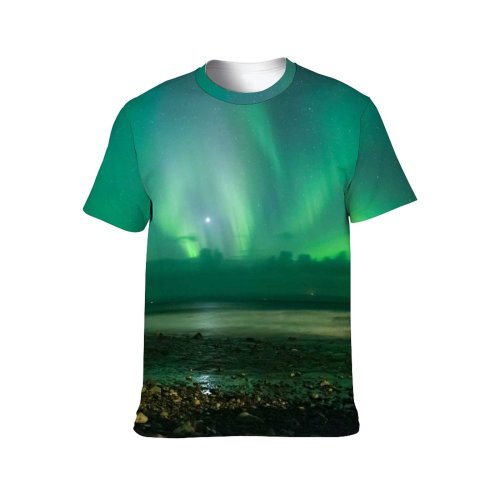 yanfind Adult Full Print T-shirts (men And Women) Light Dawn Space Dark Evening Outdoors Astronomy Rainbow Frosty