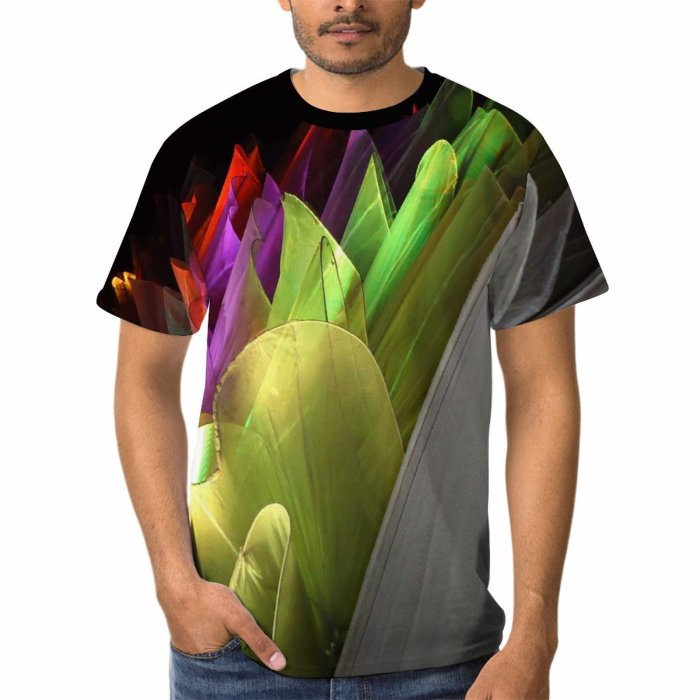 yanfind Adult Full Print T-shirts (men And Women) Abstract Fabric Rainbow