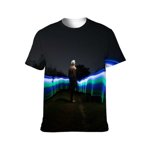 yanfind Adult Full Print T-shirts (men And Women) Light Art Wave Dark Abstract Motion Design Creativity Flame Rainbow Imagery Artistic