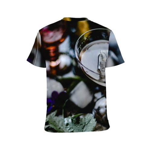 yanfind Adult Full Print T-shirts (men And Women) Light Party Winter Leaf Flower Wine Christmas Vodka Liquor Glass