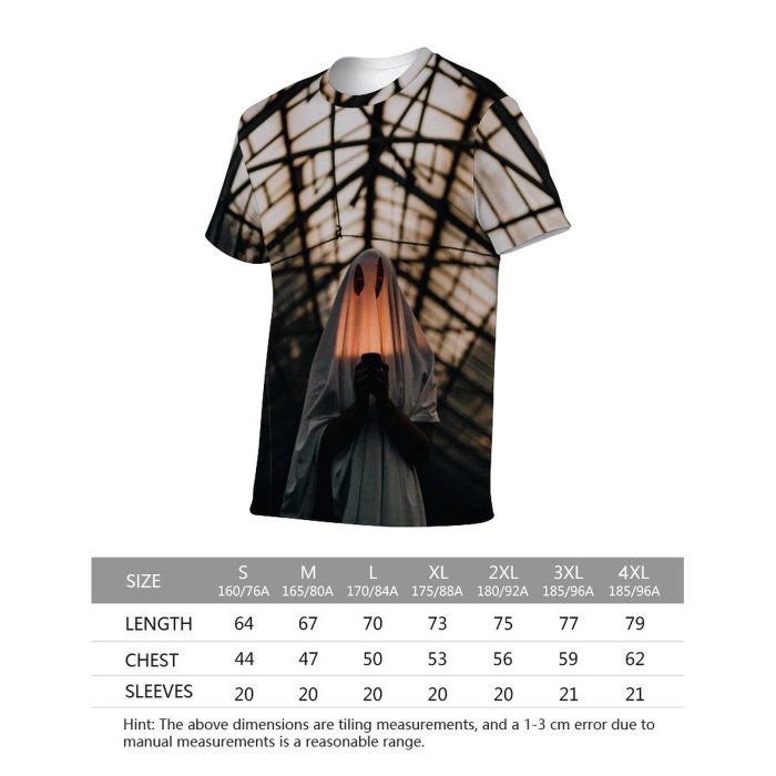yanfind Adult Full Print T-shirts (men And Women) Light City Street Dark Building Girl Roof Architecture Travel Window Ceiling Reflection