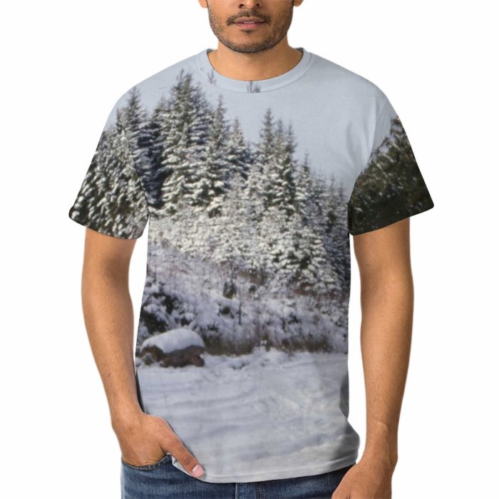 yanfind Adult Full Print Tshirts (men And Women) Landscape Trees Woods Winter Snow Scenery