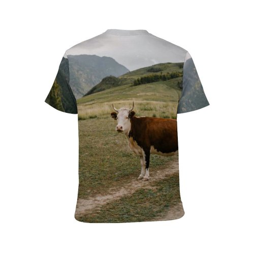 yanfind Adult Full Print T-shirts (men And Women) Landscape Field Countryside Agriculture Farm Grass Grassland Outdoors Cow Rural Farmland
