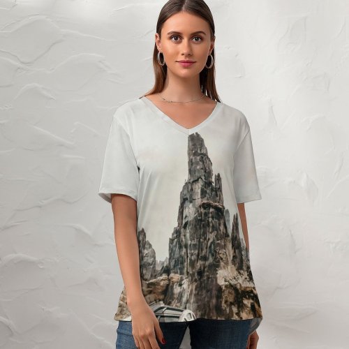 yanfind V Neck T-shirt for Women Ruins Space Wars Building Fl HQ Wallpapers Studios Architecture Free Disney Summer Top  Short Sleeve Casual Loose