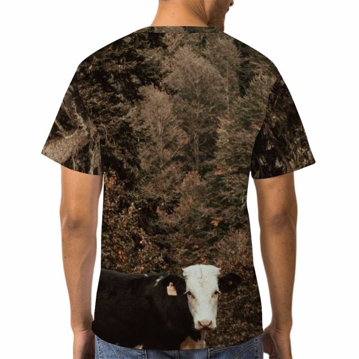 yanfind Adult Full Print T-shirts (men And Women) Snow Wood Landscape Field Winter Countryside Farm Grass Leaf Fall Outdoors Rural