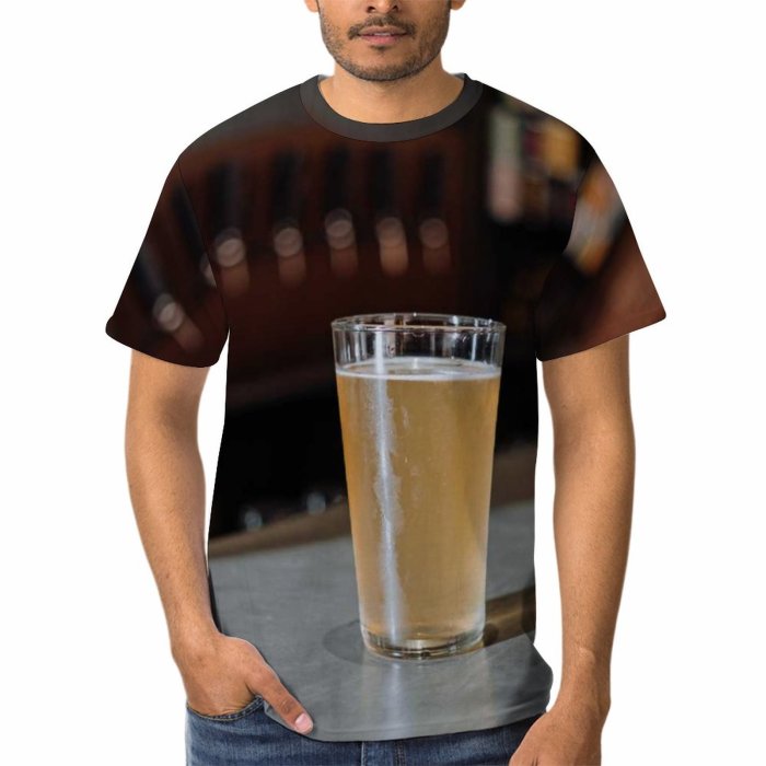 yanfind Adult Full Print T-shirts (men And Women) Wood Dark Bar Beer Room Action Still Liquor Offense