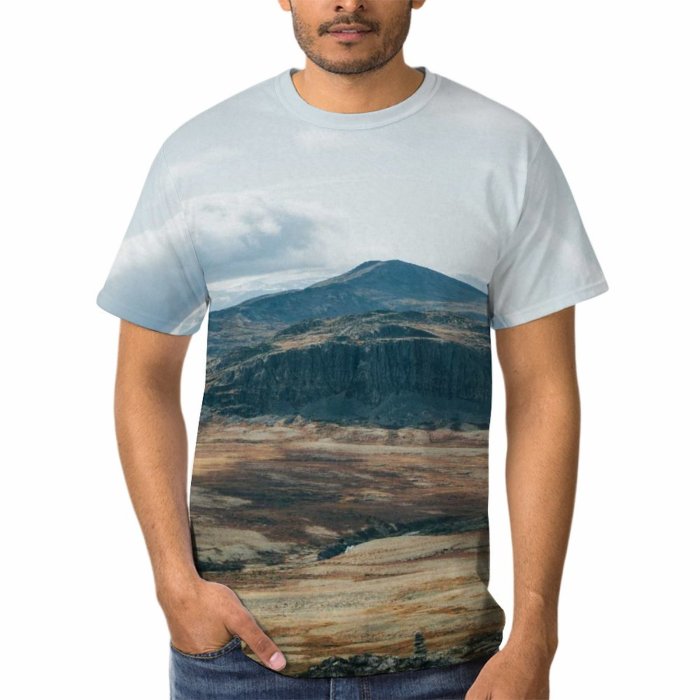 yanfind Adult Full Print T-shirts (men And Women) Snow Dawn Sunset Summer Desert Hill Fall Travel Cloud Volcano Outdoors Valley