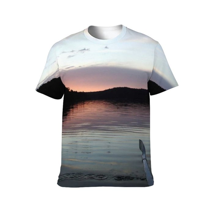yanfind Adult Full Print Tshirts (men And Women) Landscape Tranquility Mountains Sea Dusk Sunset Sundown Reflection