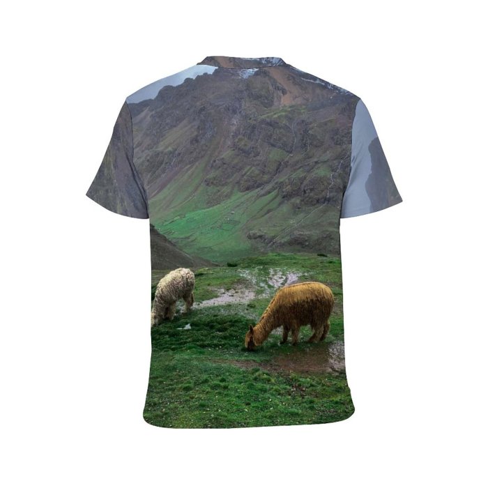yanfind Adult Full Print T-shirts (men And Women) Summer Hill Agriculture Farm Grass Travel Rock Outdoors Valley Cow Sheep
