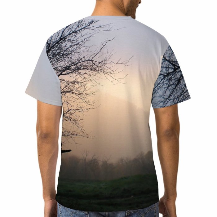 yanfind Adult Full Print T-shirts (men And Women) Landscape Sunset Tree Fog Winter