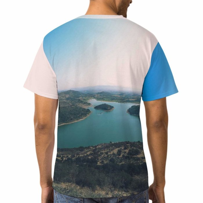 yanfind Adult Full Print T-shirts (men And Women) Sea Dawn Sunset Beach Ocean Bay Lake River Seashore Island Volcano