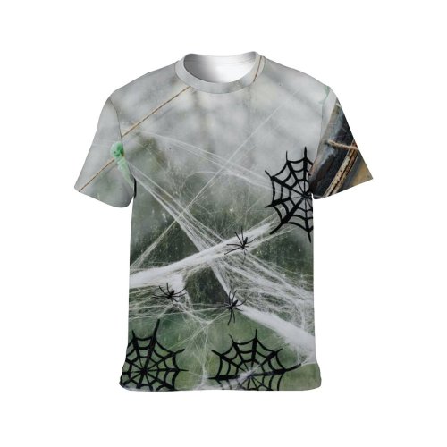 yanfind Adult Full Print T-shirts (men And Women) Wood Broken Window Fence Net Cobweb Iron Web Danger Ruined