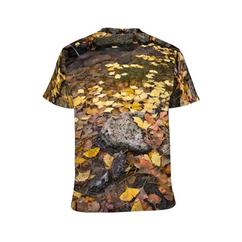yanfind Adult Full Print Tshirts (men And Women) Fall Fountain Pond Hdr Leaves Leaf Leafs Foliage Rock Rocks Rocky Stone