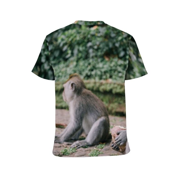 yanfind Adult Full Print T-shirts (men And Women) Wood Cute Tree Fur Baboon Monkey Wild Baby Jungle Wildlife Little