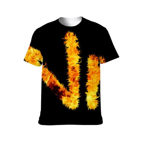yanfind Adult Full Print Tshirts (men And Women) Fire Letter Flame Alphabet Fuel Isolated Blaze Tongue Font Magic Blazing Fiery
