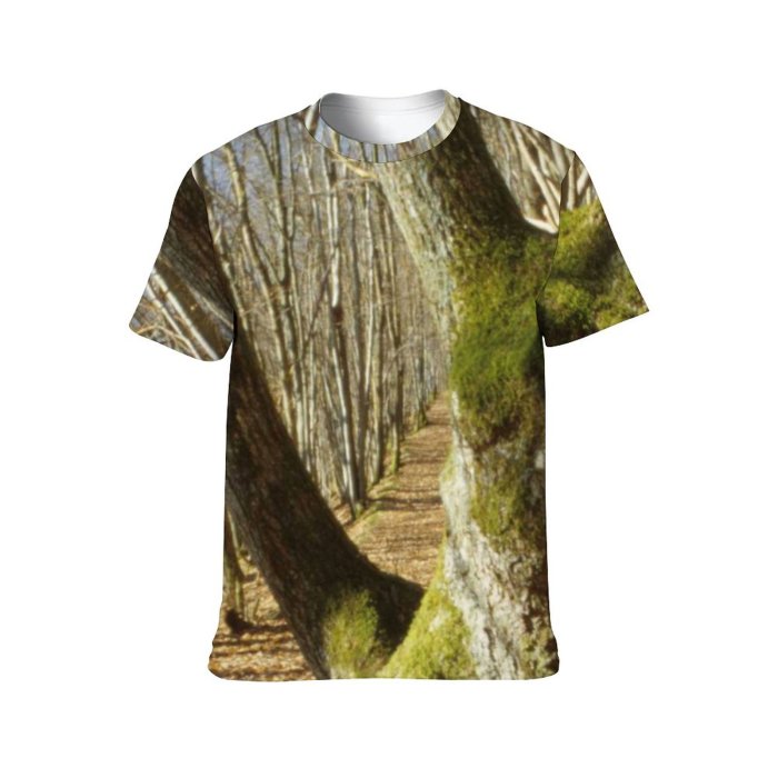 yanfind Adult Full Print T-shirts (men And Women) Landscape Trees Woods Branches Roots Leaves